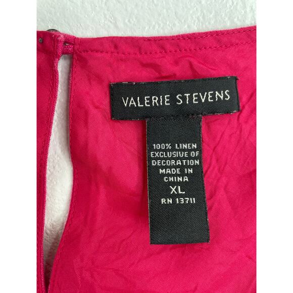 Valerie Stevens Pink 100% Linen Sleeveless Blouse Beading Embroidered XL - Picture 8 of 12